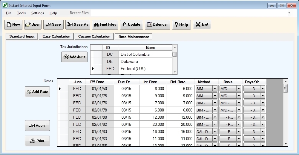 Instant Interest Rate Maintenance form